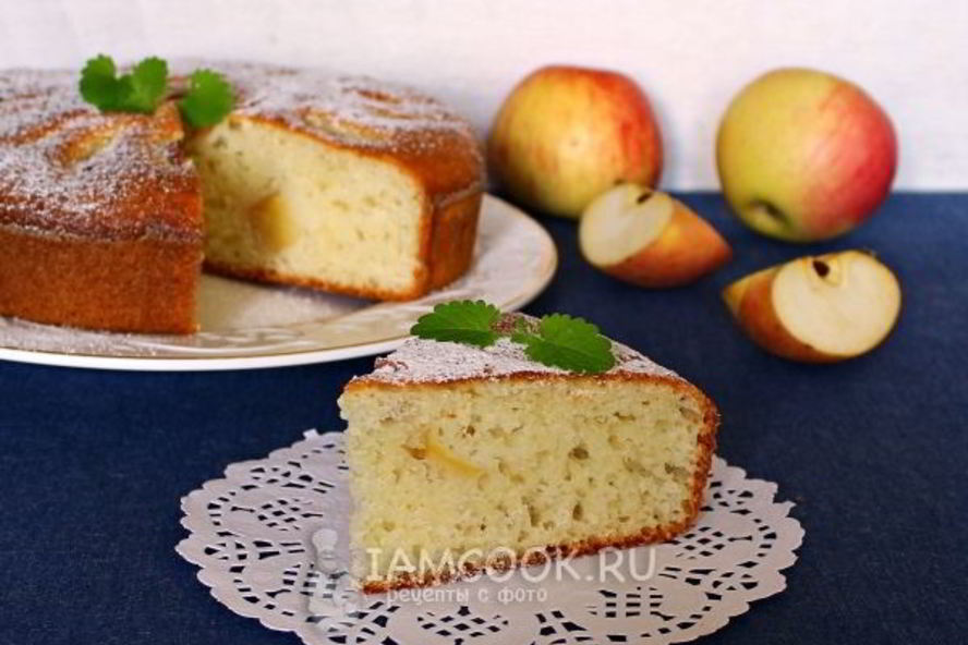 Рецепт манника на сметане с яблоками
