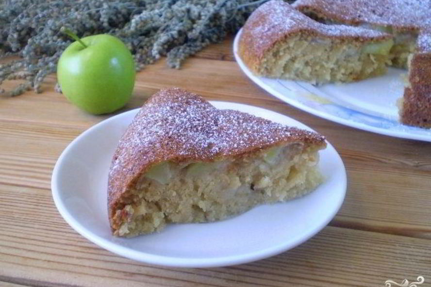 Рецепт манника с яблоками на кефире