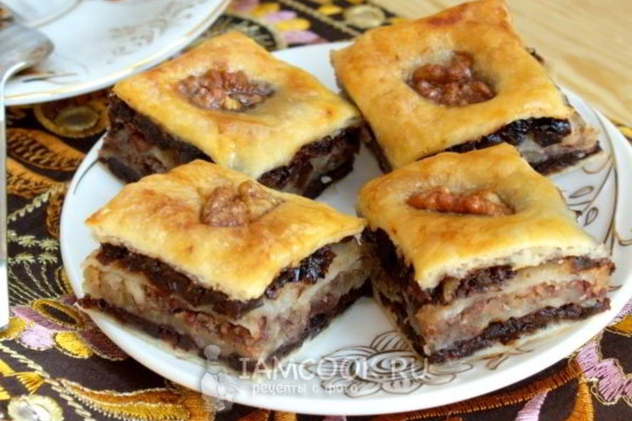 Рецепт пахлавы из слоеного теста