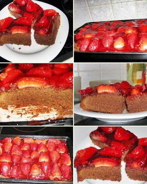 Шоколадные пирожные с клубникой в желе