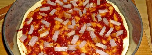 пицца на жидком тесте со свининой, помидорами и перцем. Шаг 13