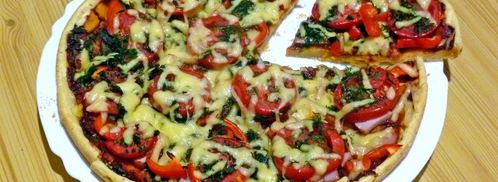 пицца на жидком тесте со свининой, помидорами и перцем. Шаг 21