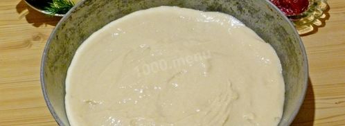 пицца на жидком тесте со свининой, помидорами и перцем. Шаг 8