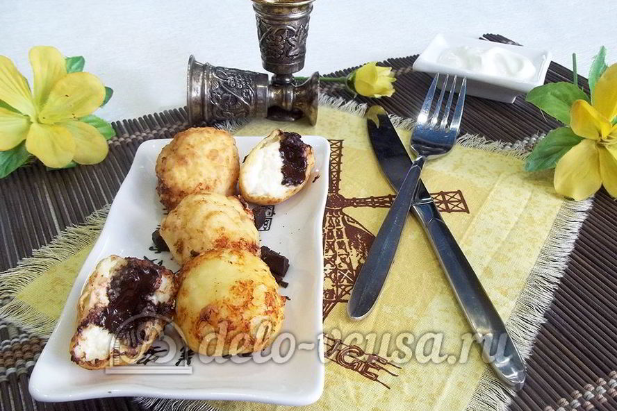 Рецепт творожных пончиков с шоколадом