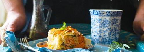 штрудель с лососем, моцареллой и шпинатом. Шаг 7