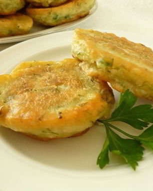 Оладушки без яиц с зеленью