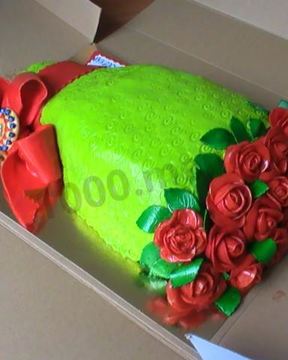 Торт с бантом из мастики Букет роз