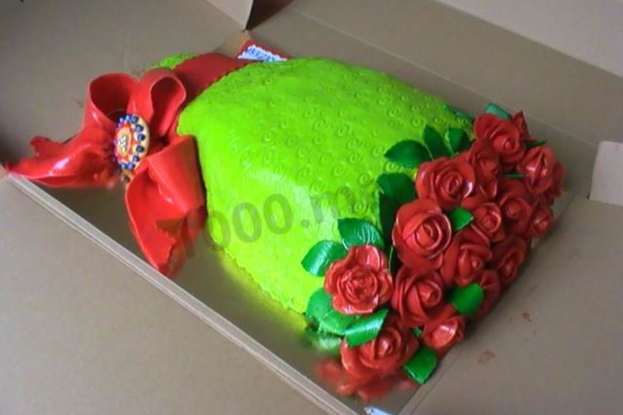 Рецепт торта с бантом из мастики букет роз