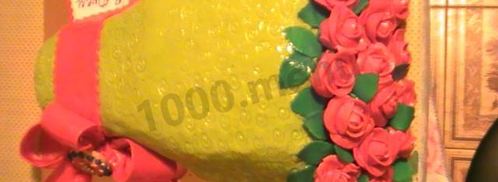 торт с бантом из мастики букет роз. Шаг 18