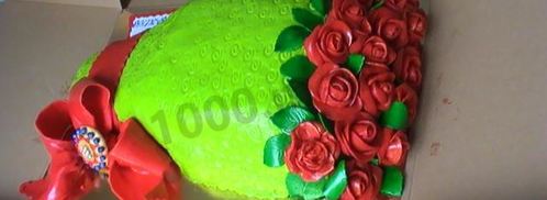 торт с бантом из мастики букет роз. Шаг 19