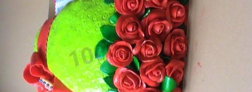 торт с бантом из мастики букет роз. Шаг 20