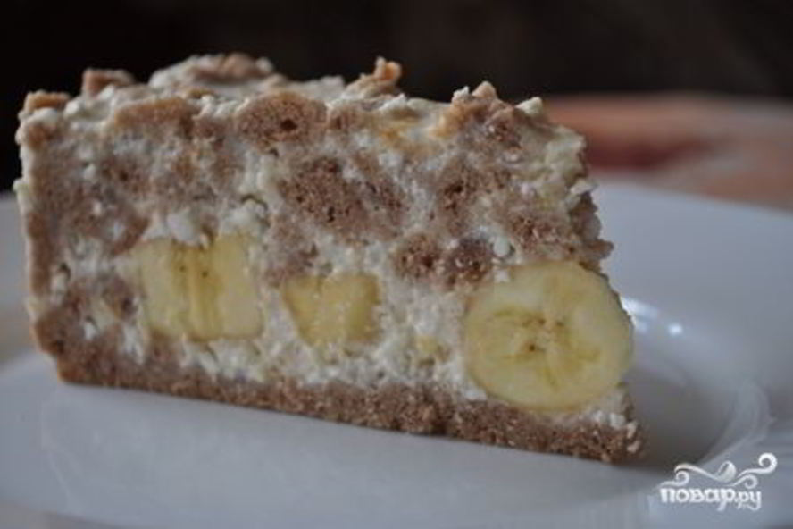 Рецепт творожно-бананового торт