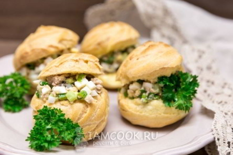 Рецепт профитролей с печенью трески