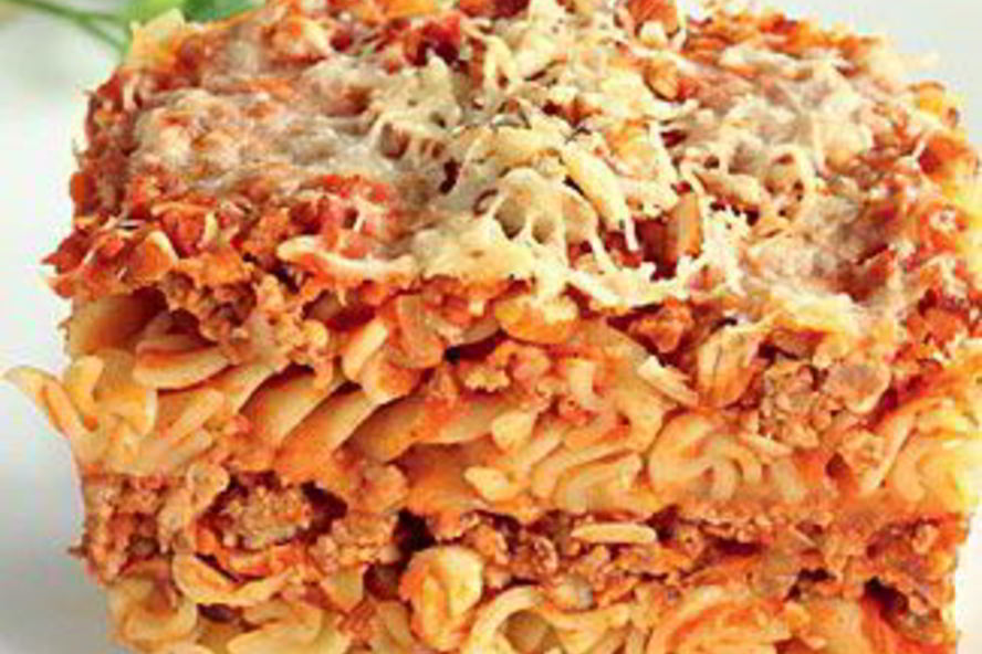 Рецепт макаронной запеканки со свининой и миндалем