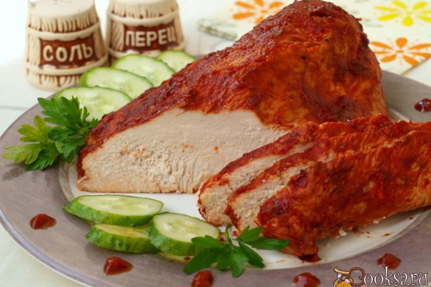 Рецепт филе индейки запеченное в томатно-соевом соусе с аджикой