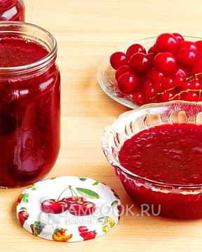 Джем из вишни и красной смородины