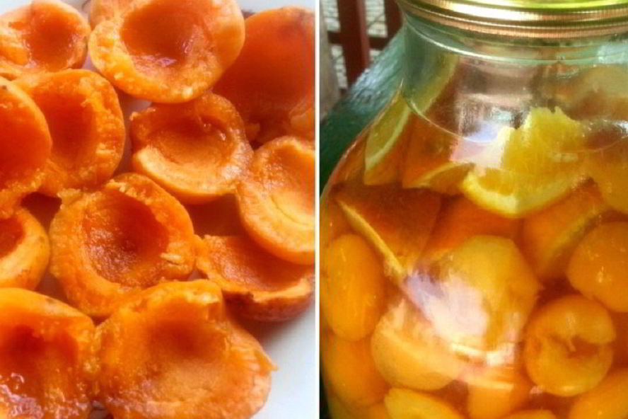 Рецепт компота из абрикосов и апельсинов