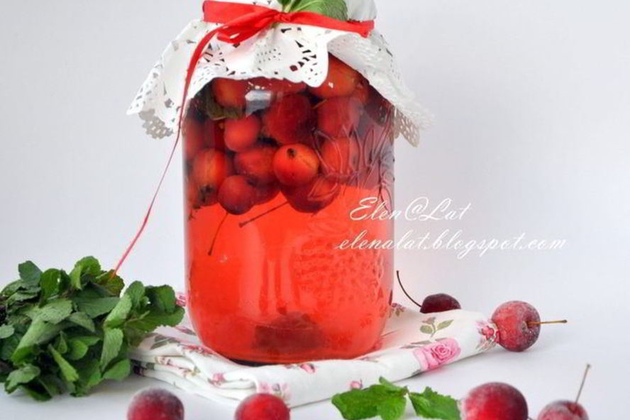 Рецепт компота из райских яблок с мятой