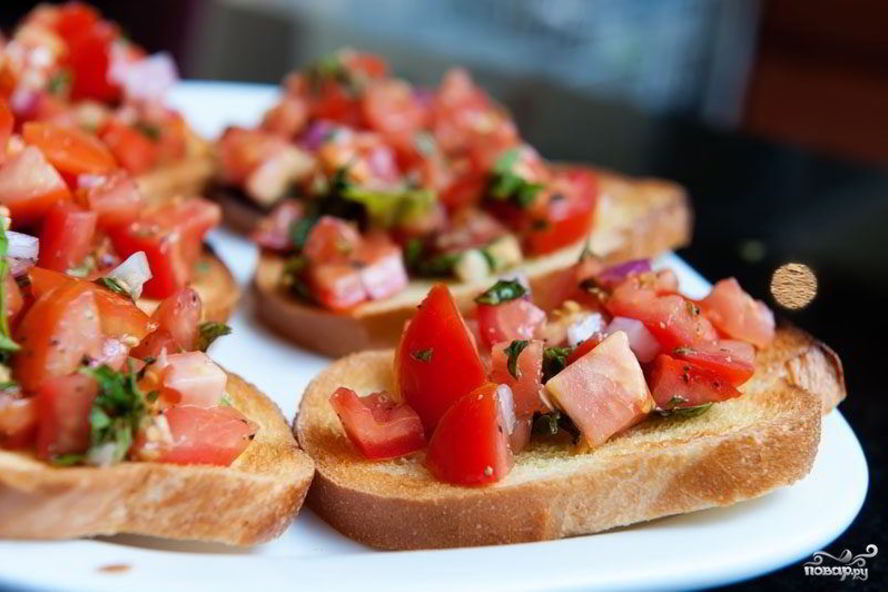 Рецепт брускетты с томатами