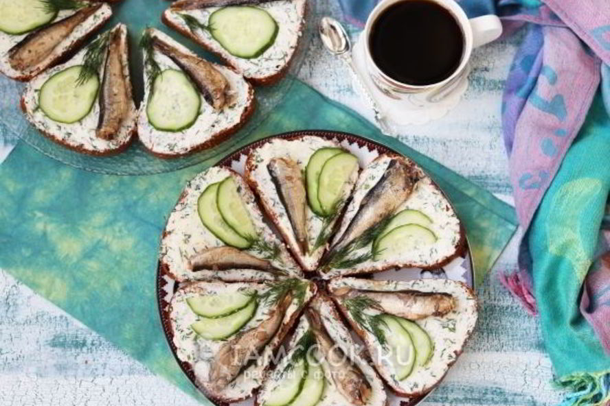 Рецепт бутербродов со шпротами и сливочным маслом