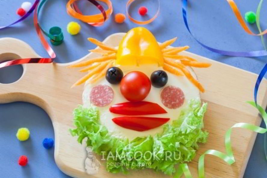 Рецепт детского бутерброда клоун