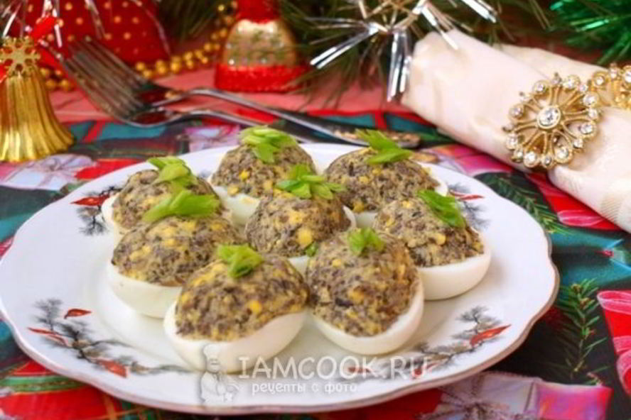 Рецепт яиц фаршированных грибами