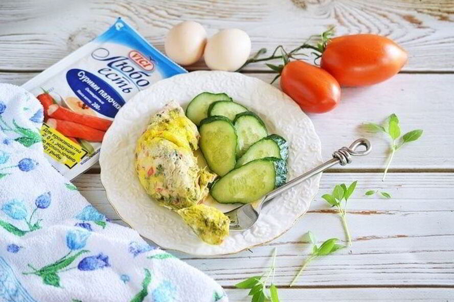 Рецепт крабового омлета в пакете