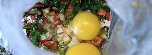 крабовый омлет в пакете. Шаг 3