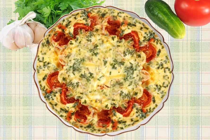 Рецепт омлета на пару с помидорами