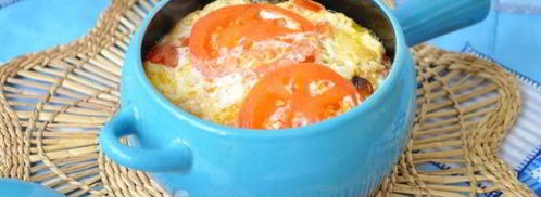 омлет с горбушей в духовке в горшочке. Шаг 9