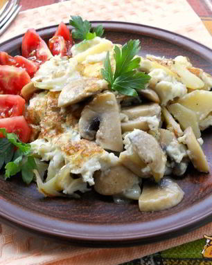 Омлет с картофелем и шампиньонами