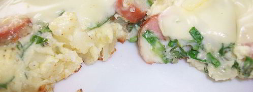 омлет с картошкой, сосисками, зеленью и плавлеными сырками в духовке. Шаг 16