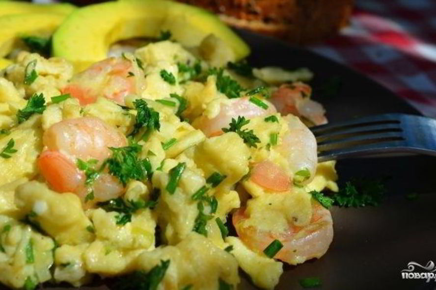 Рецепт омлета с креветками
