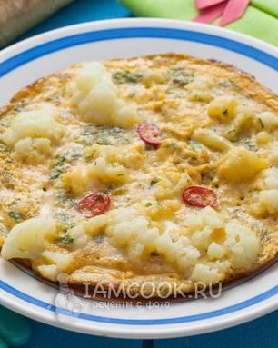 Омлет с цветной капустой на сковороде