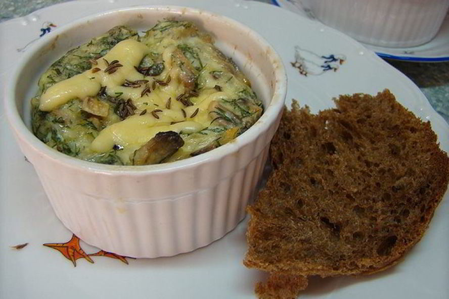 Рецепт омлета с зеленью и грибами