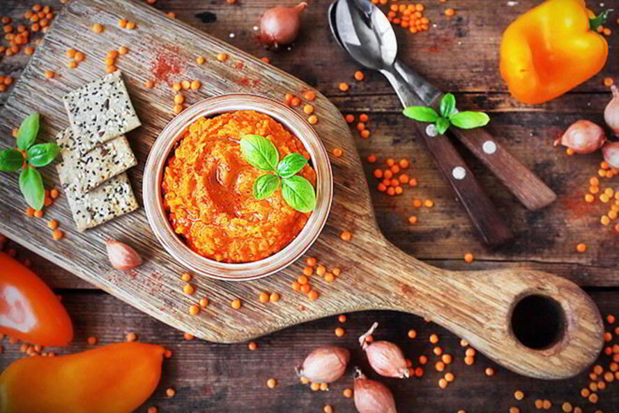 Рецепт паштета из чечевицы с печеным перцем