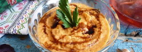 паштет из нута с вялеными томатами и маринованным огурчиком. Шаг 7