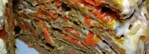 печеночный торт с грибами. Шаг 6