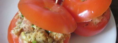 помидоры фаршированные курицей, сыром и гренками. Шаг 5