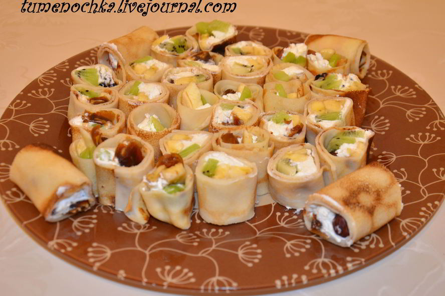 Рецепт сладких роллов из блинов