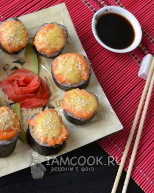 Запеченные роллы с крабовыми палочками