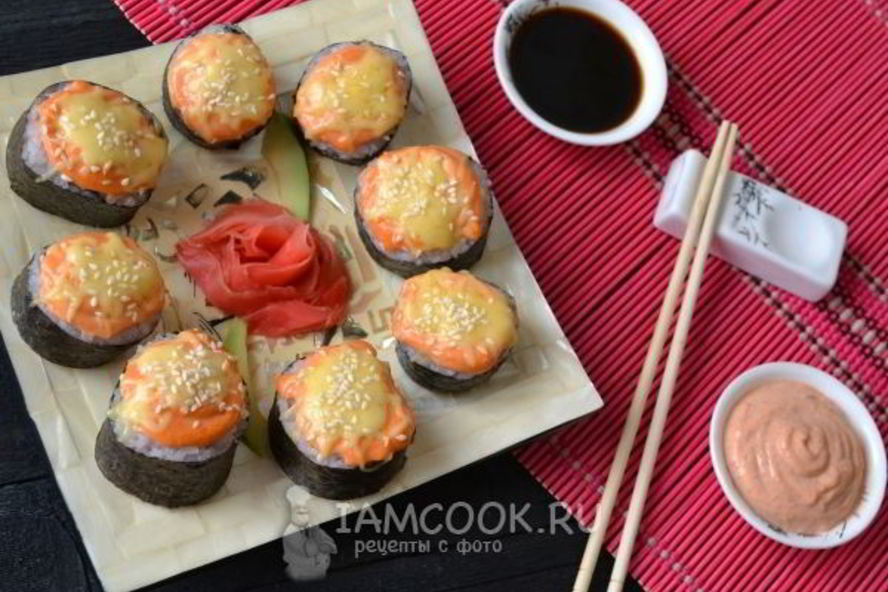 Рецепт запеченных роллов с крабовыми палочками