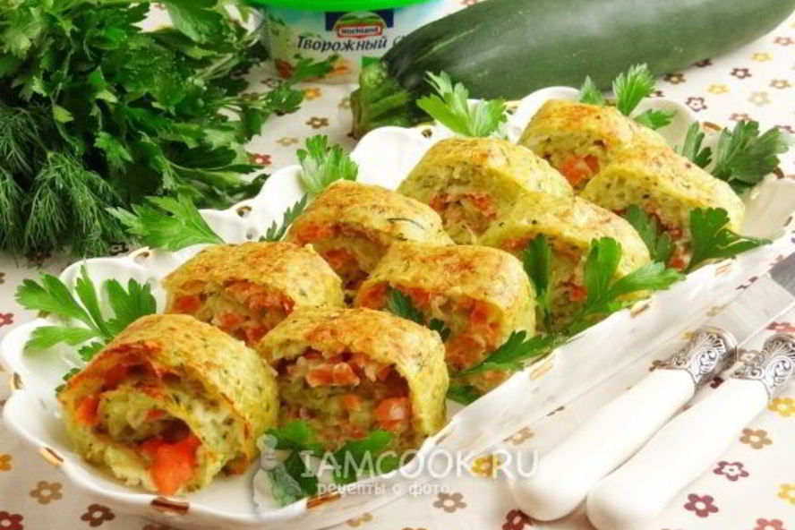 Рецепт картофельно-кабачкового рулет с форелью