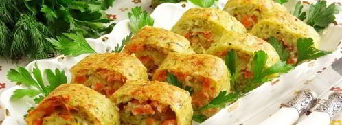 картофельно-кабачковый рулет с форелью. Шаг 17