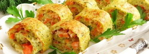 картофельно-кабачковый рулет с форелью. Шаг 18