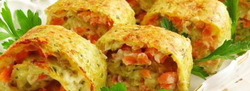 картофельно-кабачковый рулет с форелью. Шаг 19