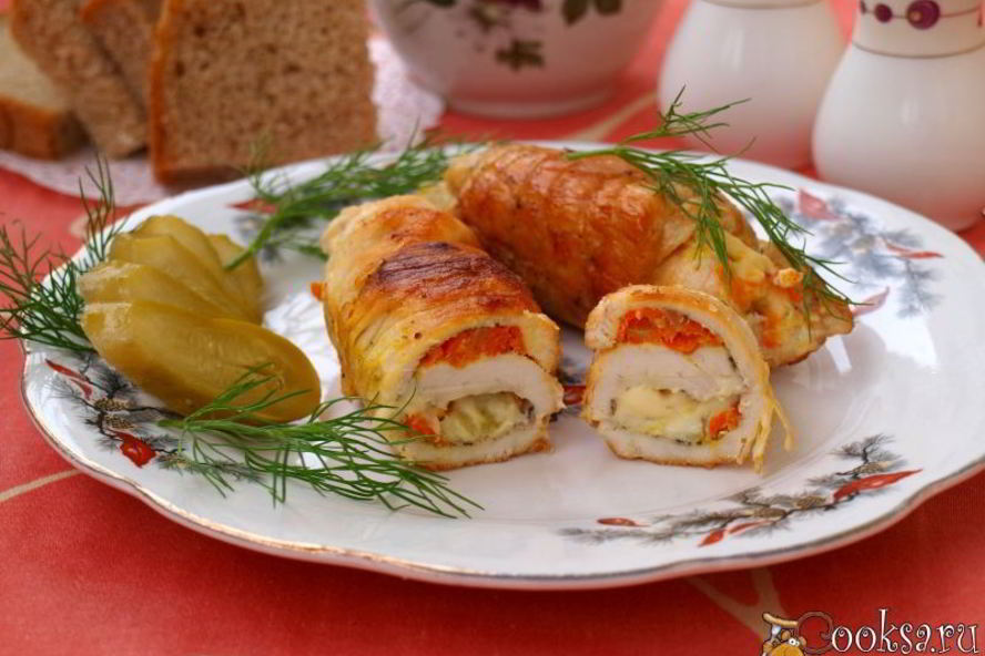 Рецепт куриных рулетиков с плавленым сыром