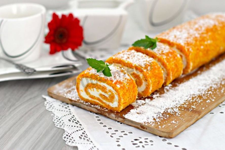 Рецепт морковного рулета с сыром маскарпоне