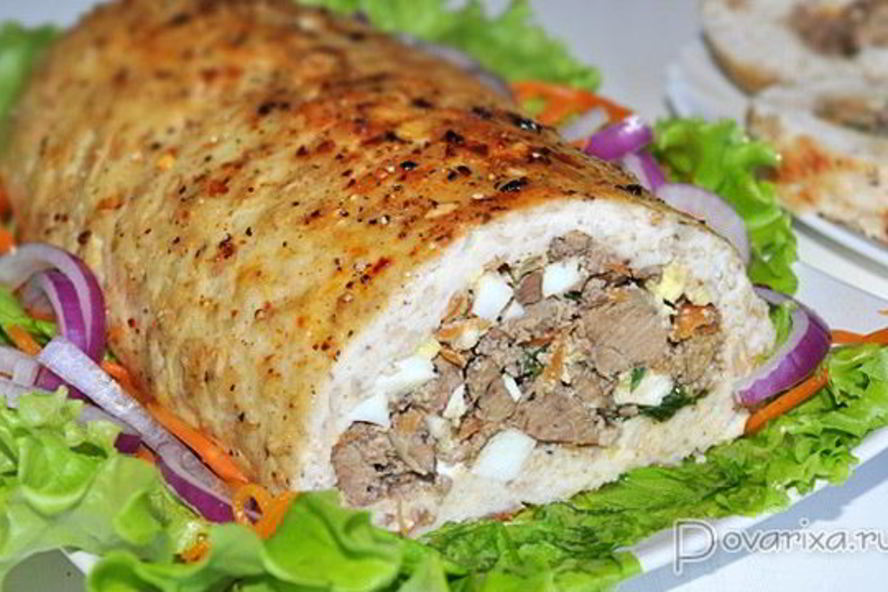 Рецепт рулета из куриного фарша с печенью