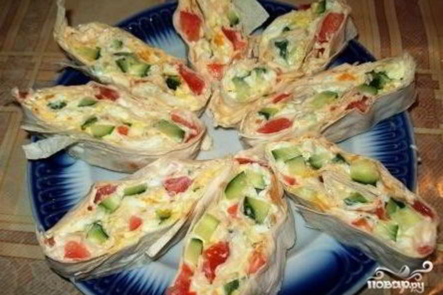 Рецепт рулета из лаваша с овощами